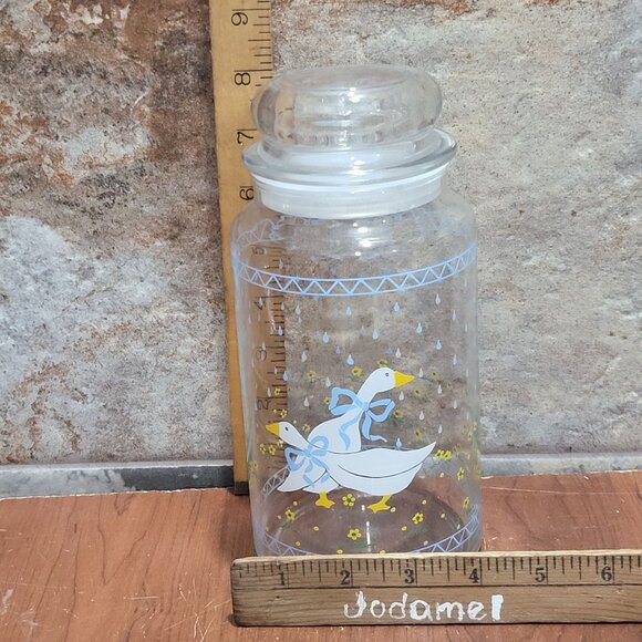 Vintage Anchor Hocking Farm Country Goose Geese Storage Jar Canister 8.5" Lid - Picture 8 of 10